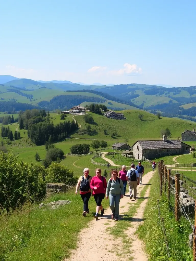 Tourists exploring scenic views and cultural sites in the Sauvain region, highlighting the Tourism Development initiatives.