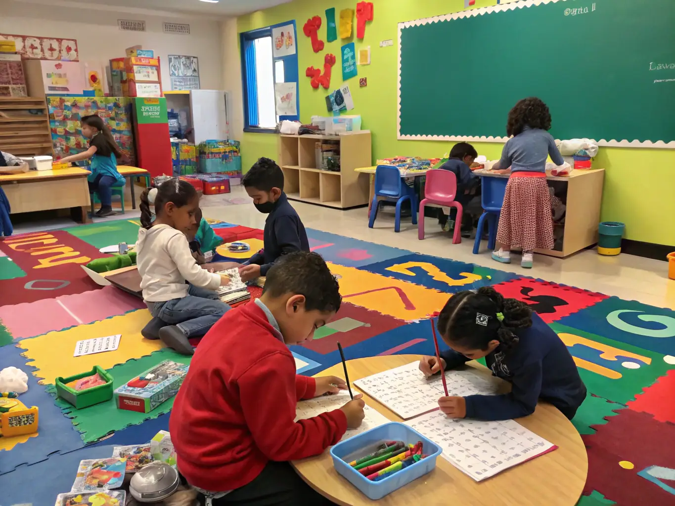 A group of students participating in an educational workshop at Maison Sauvagnarde, learning about local traditions and crafts from a knowledgeable instructor.