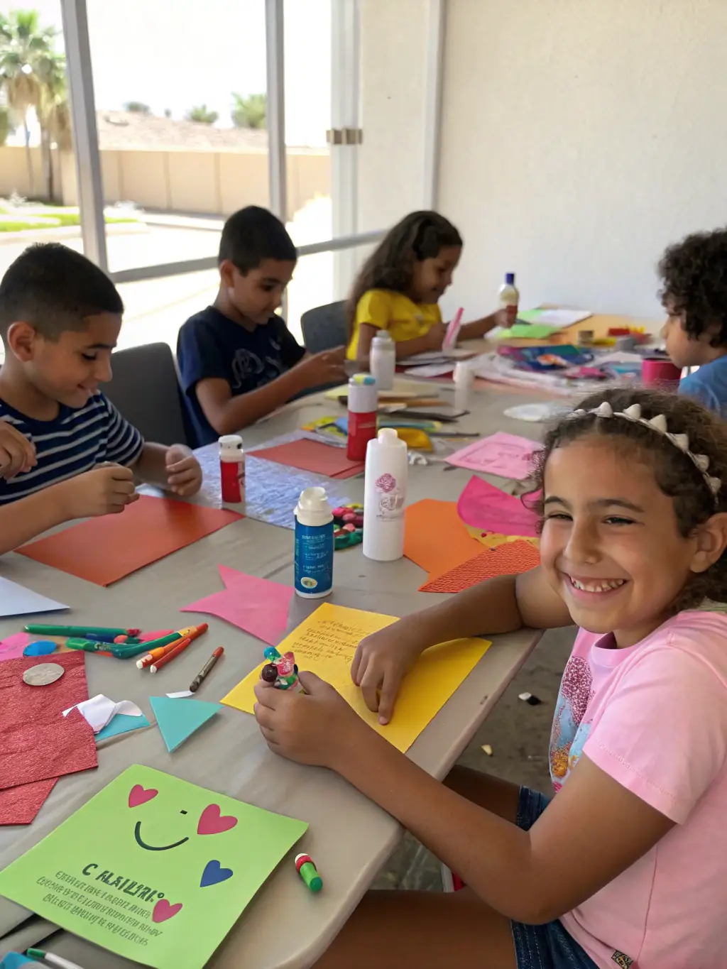 Children participating in a hands-on craft workshop at the museum, representing the Educational Programs.