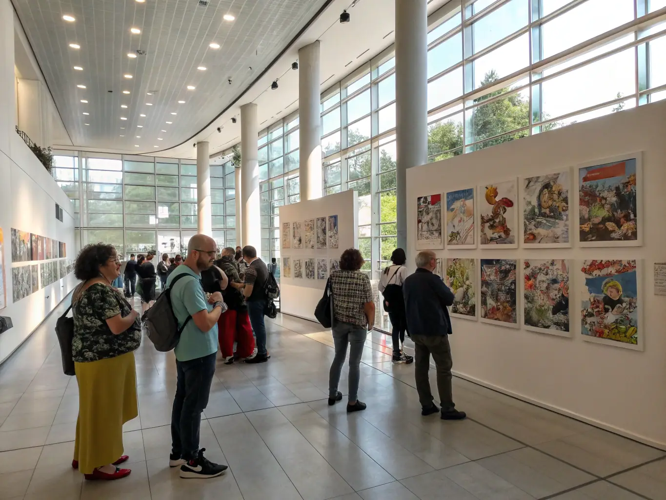 A vibrant photo capturing visitors engaging with an exhibit at the Musée de la Fourme et des Traditions, showcasing local crafts and historical artifacts.