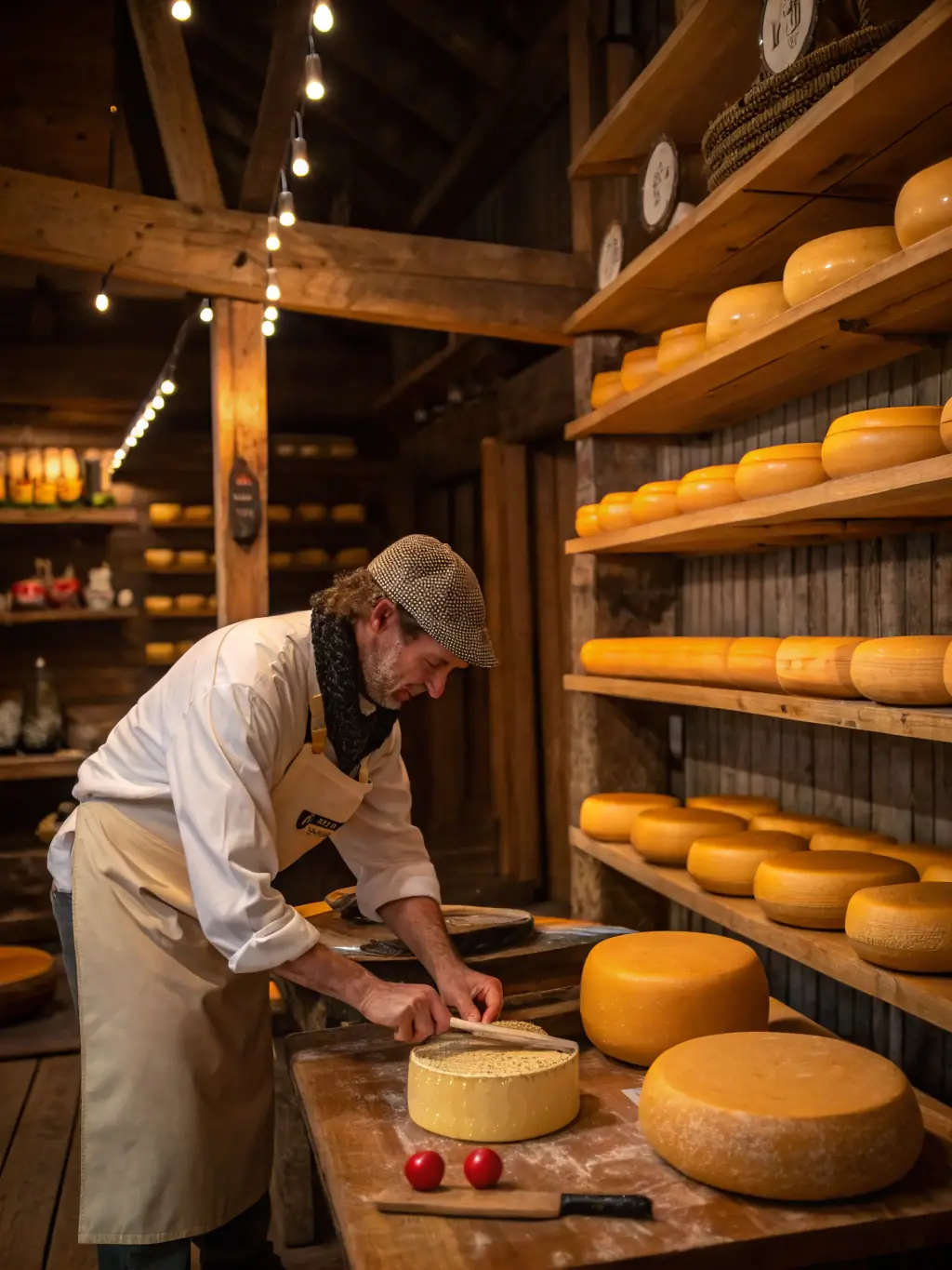 A group of local artisans demonstrating traditional cheese-making techniques at a cultural event organized by Maison Sauvagnarde.