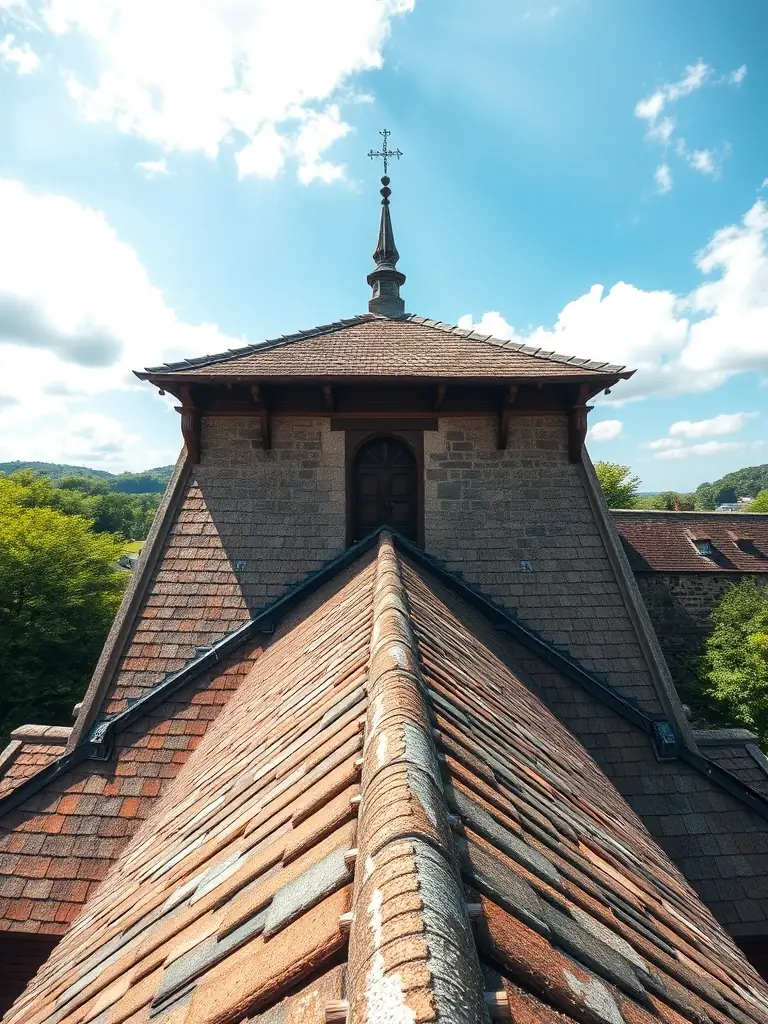 A photograph showing the newly restored roof of the Chapelle de Cressieu, emphasizing the structural integrity and weatherproofing achieved through the preservation efforts.