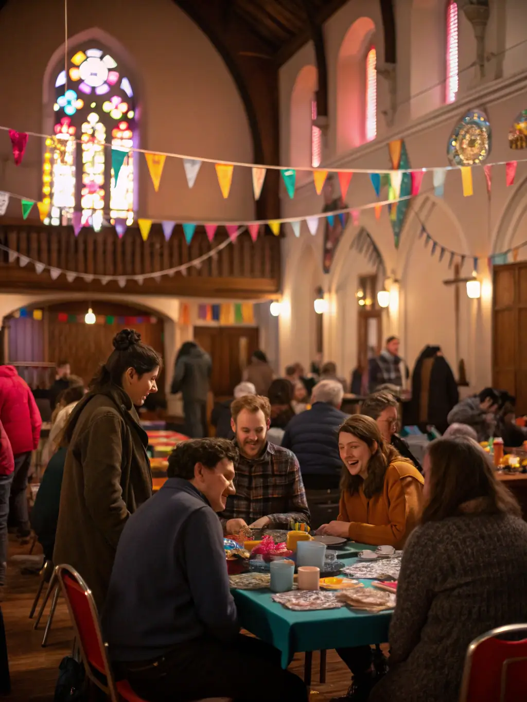 A vibrant image of a cultural event held at the Chapelle de Cressieu, featuring local artists and community members celebrating the chapel's cultural significance.